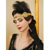 imageSWEETV 1920s Headpiece Flapper Headband Rhinestone Feather Great Gatsby Headpiece Hair Accessories for Women BlackYellow