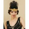 imageSWEETV 1920s Headpiece Flapper Headband Rhinestone Feather Great Gatsby Headpiece Hair Accessories for Women BlackYellow