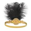 imageSWEETV 1920s Headpiece Flapper Headband Rhinestone Feather Great Gatsby Headpiece Hair Accessories for Women BlackYellow