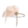 imageSWEETV 1920s Headpiece Flapper Headband Rhinestone Pearl Feather Hair Band Great Gatsby Headpiece Accessoreis for WomenChampagneChampagne