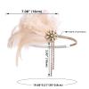 imageSWEETV 1920s Headpiece Flapper Headband Rhinestone Pearl Feather Hair Band Great Gatsby Headpiece Accessoreis for WomenChampagneChampagne