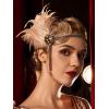 imageSWEETV 1920s Headpiece Flapper Headband Rhinestone Pearl Feather Hair Band Great Gatsby Headpiece Accessoreis for WomenChampagneChampagne