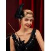 imageSWEETV 1920s Headpiece Flapper Headband Rhinestone Pearl Feather Hair Band Great Gatsby Headpiece Accessoreis for WomenChampagneGreen