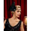 imageSWEETV 1920s Headpiece Flapper Headband Rhinestone Pearl Feather Hair Band Great Gatsby Headpiece Accessoreis for WomenChampagneGreen