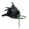 imageSWEETV 1920s Headpiece Flapper Headband Rhinestone Pearl Feather Hair Band Great Gatsby Headpiece Accessoreis for WomenChampagneGreen