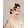 imageSWEETV 1920s Headpiece Flapper Headband Roaring 20s Great Gatsby Feather Hair Accessories for WomenGoldF02 Champagne
