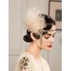 imageSWEETV 1920s Headpiece Flapper Headband Roaring 20s Great Gatsby Feather Hair Accessories for WomenGoldF02 Champagne