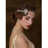 imageSWEETV 1920s Headpiece Flapper Headband for Women Art Deco Roaring 20s Great Gatsby Rhinestone Hair Band Headpiece AccessoreisSilverF02