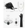 imageSWEETV 6Pcs 1920s Flapper Accessories Set for Women Roaring 20s Great Gatsby Headband Flapper Costume Accessories