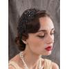 imageSWEETV Black Rhinestone Flapper HeadbandElastic 1920s Headpiece Great Gatsby Hair Accessories for WomenBlack