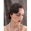 imageSWEETV Black Rhinestone Flapper HeadbandElastic 1920s Headpiece Great Gatsby Hair Accessories for WomenBlack