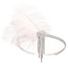 imageSWEETV Flapper Headbands Womens 1920s Headpiece Great Gatsby Inspired Feather Headband Cocktail Party Rhinestone Hair Accessories for Women BlackElastic Ivory