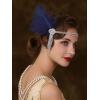 imageSWEETV Flapper Headbands Womens 1920s Headpiece Great Gatsby Inspired Feather Headband Cocktail Party Rhinestone Hair Accessories for Women BlackElastic Blue