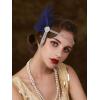 imageSWEETV Flapper Headbands Womens 1920s Headpiece Great Gatsby Inspired Feather Headband Cocktail Party Rhinestone Hair Accessories for Women BlackElastic Blue