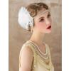 imageSWEETV Flapper Headbands Womens 1920s Headpiece Great Gatsby Inspired Feather Headband Cocktail Party Rhinestone Hair Accessories for Women BlackElastic Ivory