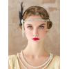 imageSWEETV Flapper Headbands Womens 1920s Headpiece Great Gatsby Inspired Feather Headband Cocktail Party Rhinestone Hair Accessories for Women BlackElastic Black