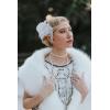 imageSWEETV Flapper Headbands Womens 1920s Headpiece Great Gatsby Inspired Feather Headband Cocktail Party Rhinestone Hair Accessories for Women BlackElastic Ivory