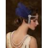 imageSWEETV Flapper Headbands Womens 1920s Headpiece Great Gatsby Inspired Feather Headband Cocktail Party Rhinestone Hair Accessories for Women BlackElastic Blue
