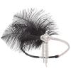 imageSWEETV Flapper Headbands Womens 1920s Headpiece Great Gatsby Inspired Feather Headband Cocktail Party Rhinestone Hair Accessories for Women BlackElastic Black