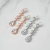 imageSWEETV Teardrop Wedding Earrings for Brides Cubic Zirconia Bridal Bridesmaid Dangle Earrings for Women Jewelry Earrings for Wedding Prom Anniversary Silver