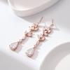 imageSWEETV Teardrop Wedding Earrings for Brides Women Marquise Bridal Bridesmaid Earrings for Wedding Crystal Cubic Zirconia Bridal Drop Earrings for Prom Jewelry GiftsRose Gold