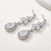 imageSWEETV Teardrop Wedding Earrings for BridesBridesmaids Cubic Zirconia Bridal Earrings Dangle Drop Earrings for Women PromSilver