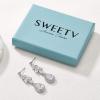 imageSWEETV Teardrop Wedding Earrings for BridesBridesmaids Cubic Zirconia Bridal Earrings Dangle Drop Earrings for Women PromSilver
