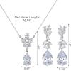 imageSWEETV Teardrop Wedding Jewelry Set for Bride Bridesmaid Women Cubic Zirconia Necklace Earrings Set Bridal Jewelry Set for Wedding Prom01 Silver