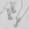 imageSWEETV Teardrop Wedding Jewelry Set for Bride Bridesmaid Women Cubic Zirconia Necklace Earrings Set Bridal Jewelry Set for Wedding Prom01 Silver