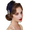 imageSWEETV 1920s Feather Headpiece Flapper Headband Roaring 20s Hair Accessories Great Gatsby Hair Clip BlackNavy Blue