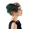 imageSWEETV 1920s Flapper Feather Headband 20s Sequined Showgirl Headpiece Gatsby Hair Accessories for Women Black01 Black