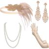 imageSWEETV 1920s Great Gatsby Accessories Set for Women Flapper Headband Headpiece Roaring 20s Costume Accessories SetF02