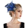 imageSWEETV 1920s Headpiece Flapper Headband Rhinestone Pearl Feather Hair Band Great Gatsby Headpiece Accessoreis for WomenChampagneDark Blue