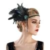 imageSWEETV 1920s Headpiece Flapper Headband Rhinestone Pearl Feather Hair Band Great Gatsby Headpiece Accessoreis for WomenChampagneGreen