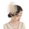 imageSWEETV 1920s Headpiece Flapper Headband Roaring 20s Great Gatsby Feather Hair Accessories for WomenGoldF02 Champagne
