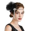 imageSWEETV 1920s Headpiece Flapper Headband Roaring 20s Great Gatsby Feather Hair Accessories for WomenGoldF04 Gold
