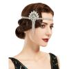 imageSWEETV 1920s Headpiece Flapper Headband for Women Art Deco Roaring 20s Great Gatsby Rhinestone Hair Band Headpiece AccessoreisSilverF01