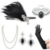 imageSWEETV 6Pcs 1920s Flapper Accessories Set for Women Roaring 20s Great Gatsby Headband Flapper Costume Accessories