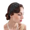 imageSWEETV Black Rhinestone Flapper HeadbandElastic 1920s Headpiece Great Gatsby Hair Accessories for WomenBlack