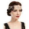 imageSWEETV Roaring 20s Crystal Rhinestone Head Chain Jewelry Silver Headpiece Hair Accessories for WomenF01 Silver