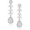 imageSWEETV Teardrop Wedding Earrings for Brides Cubic Zirconia Bridal Bridesmaid Dangle Earrings for Women Jewelry Earrings for Wedding Prom Anniversary Silver