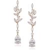imageSWEETV Teardrop Wedding Earrings for Brides Women Marquise Bridal Bridesmaid Earrings for Wedding Crystal Cubic Zirconia Bridal Drop Earrings for Prom Jewelry GiftsRose Gold