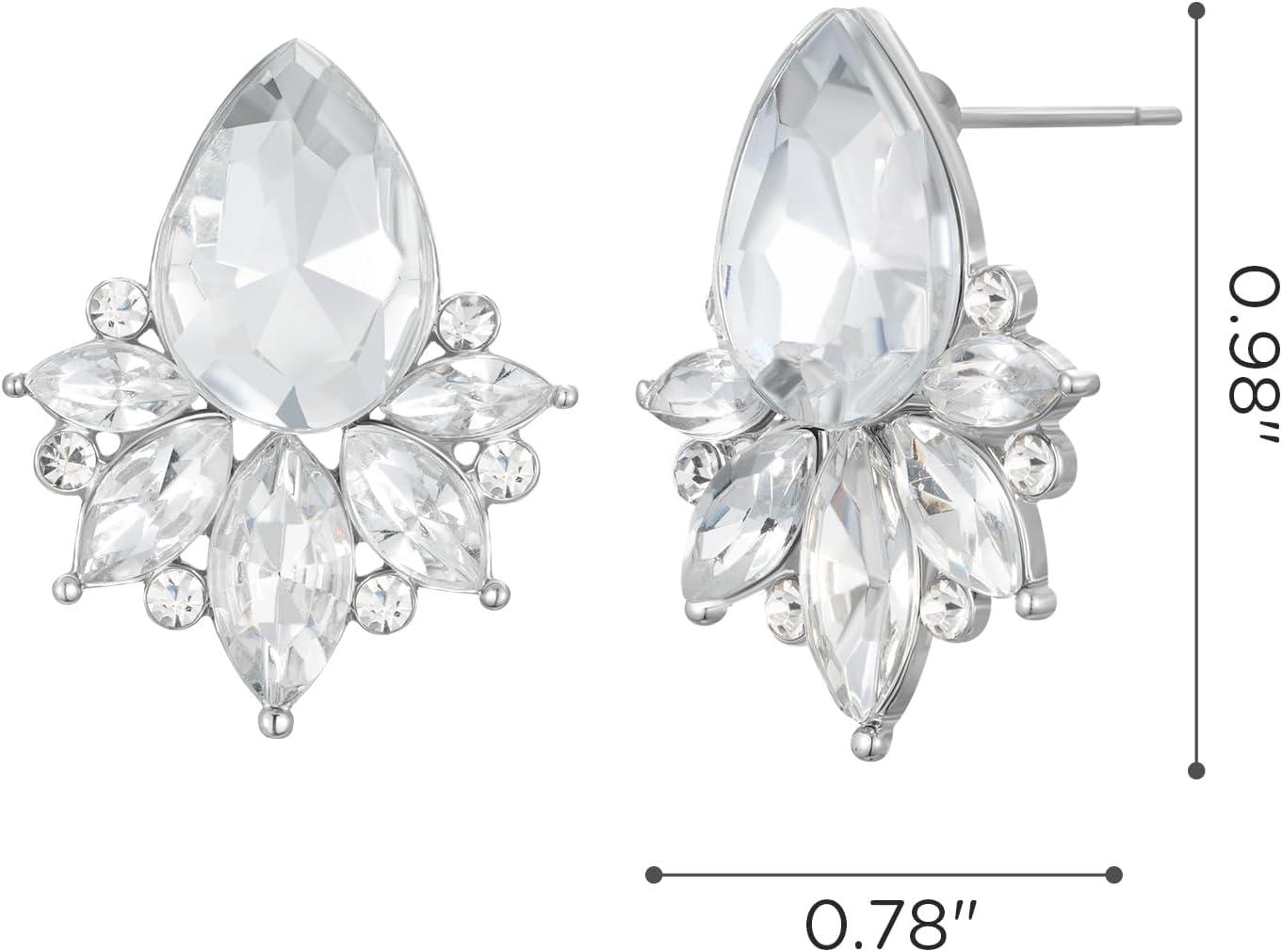 imageSWEETV Sparkly Cluster Rhinestone Earrings for Women Fancy Crystal Wedding Bridal Stud Earrings for BridesBridesmaid Prom Formal Vintage Party Jewelry GiftsClearGold Tone