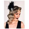 imageSWEETV 1920s Feather Headpiece Black Womens Ostrich Feather Crystal Headband Great Gatsby Hair Accessories for Women Ribbon TieBlack