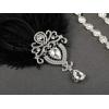 imageSWEETV 1920s Feather Headpiece Black Womens Ostrich Feather Crystal Headband Great Gatsby Hair Accessories for Women Ribbon TieBlack