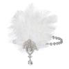 imageSWEETV 1920s Feather Headpiece Black Womens Ostrich Feather Crystal Headband Great Gatsby Hair Accessories for Women Ribbon TieIvory