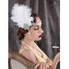 imageSWEETV 1920s Feather Headpiece Black Womens Ostrich Feather Crystal Headband Great Gatsby Hair Accessories for Women Ribbon TieIvory