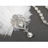 imageSWEETV 1920s Feather Headpiece Black Womens Ostrich Feather Crystal Headband Great Gatsby Hair Accessories for Women Ribbon TieIvory