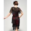 imageSWEETV 1920s Vintage Flapper Dresses for Women Fringed Great Gatsby Dresses Roaring 20s Dress with SleeveBlackred