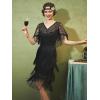 imageSWEETV 1920s Vintage Flapper Dresses for Women Fringed Great Gatsby Dresses Roaring 20s Dress with SleeveBlacksilver